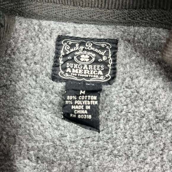 Lucky Brand Zip Up Hoodie Women’s Medium Dark Grey Vintage Y2K Boho Flower Print - Picture 2 of 9